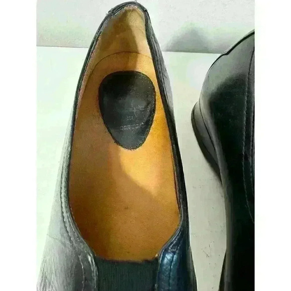 1803 Leather Black Colored Loafers Low Wedge Size EU 36 Handmade in Portugal - Picture 2 of 8